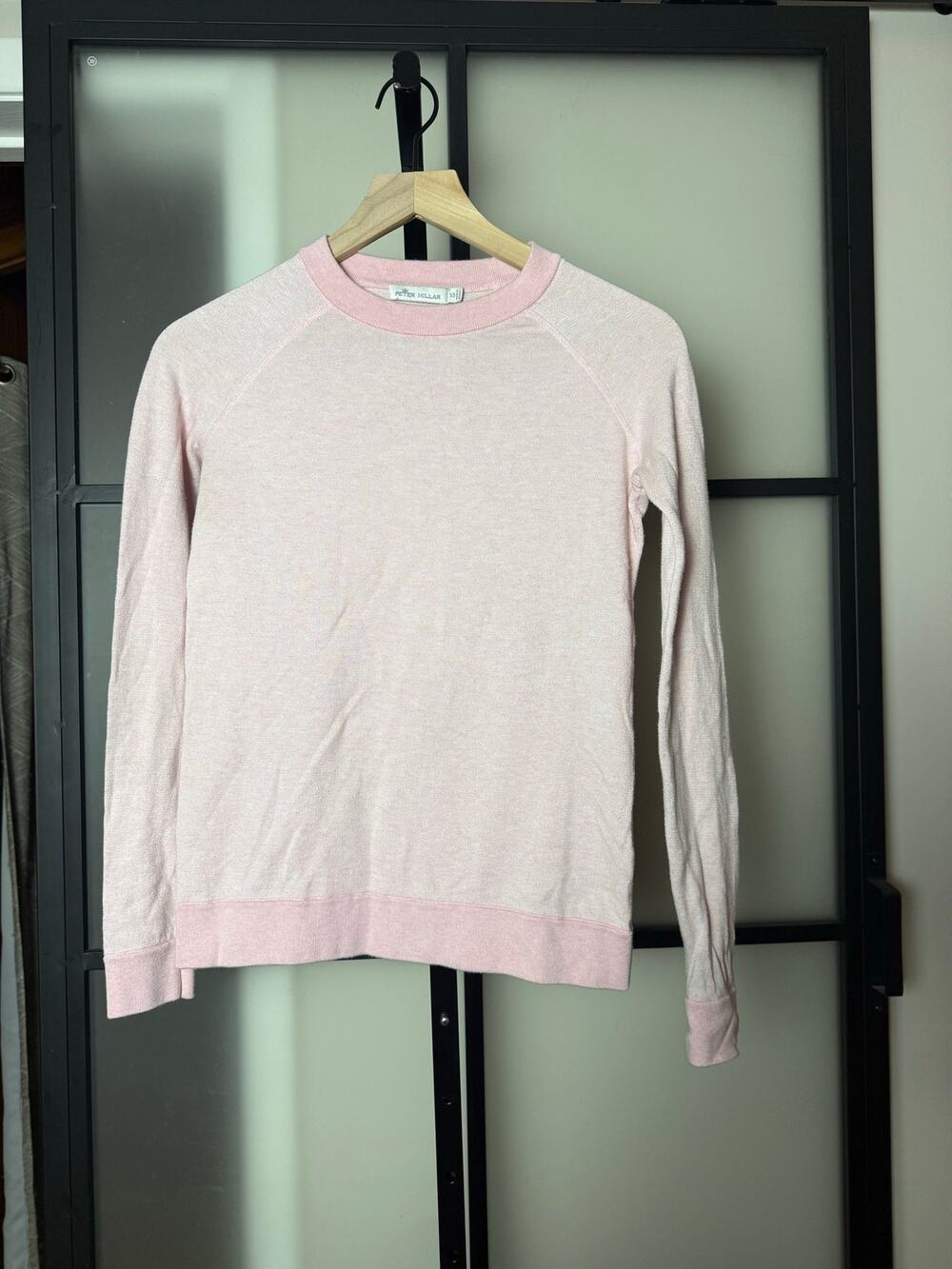 PETER MILLAR Women's Collection Crown Soft Birdseye Crewneck Pink Sweater SZ XS